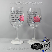 Here A F**K - Hand Painted Wine Glass - Original Designs by Cathy Kraemer