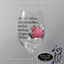 Here A F**K - Hand Painted Wine Glass - Original Designs by Cathy Kraemer