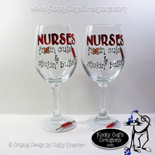 Nurses Fix Cuts - Hand Painted Wine Glass - Original Designs by Cathy Kraemer
