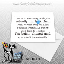 Being Chased (AC004H) - ADULT Blank Notecard -  Sassy Not Classy, Funny Greeting Card