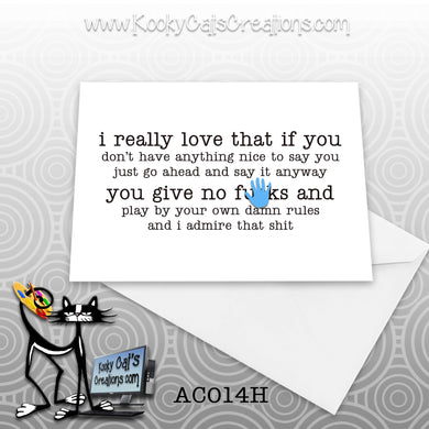 Really Love (AC014H) - ADULT Blank Notecard -  Sassy Not Classy, Funny Greeting Card