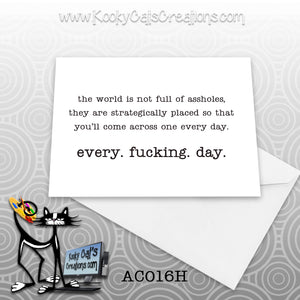 Strategically Placed (AC016H) - ADULT Blank Notecard -  Sassy Not Classy, Funny Greeting Card