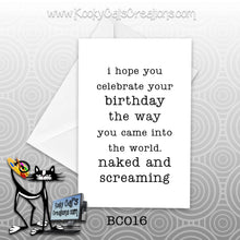 Naked & Screaming (BC016) - Blank Notecard -  Sassy Not Classy, Funny Greeting Card