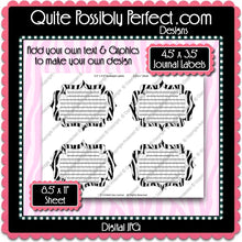 FREE SAMPLE - Zebra Journal Tags Printable JPG Instant Download (M123) Digital Graphics Ready-To-Print