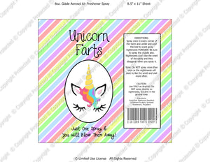 Unicorn Farts Spray Digital Label -  Instant Download (M214) Digital Air Freshener Graphics - PERSONAL USE Only