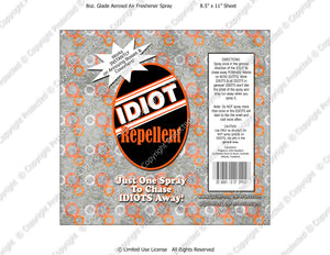 Bosses Digital Idiot Repellent Label -  Instant Download (M229) Digital Air Freshener Graphics - PERSONAL USE Only