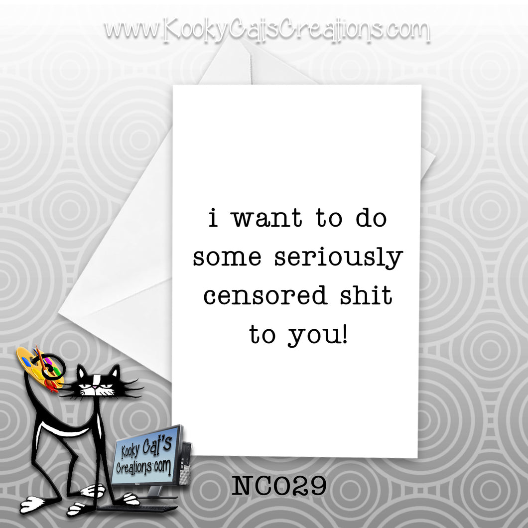 Censored Shit (NC029) - Blank Notecard -  Sassy Not Classy, Funny Greeting Card