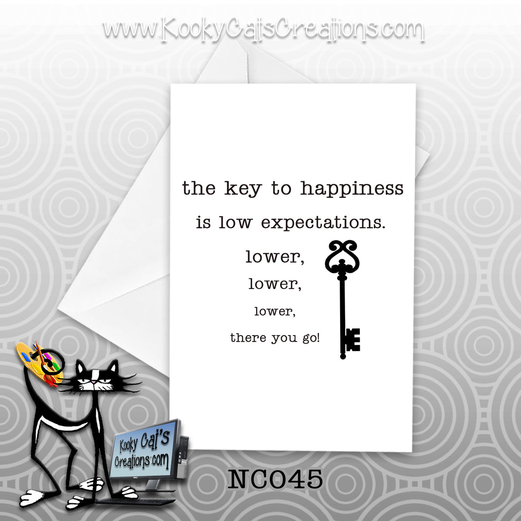 Key To Happiness (NC045) - Blank Notecard -  Sassy Not Classy, Funny Greeting Card