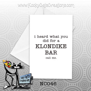 Klondike Bar (NC046) - Blank Notecard -  Sassy Not Classy, Funny Greeting Card