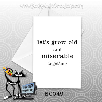 Miserable Together (NC049) - Blank Notecard -  Sassy Not Classy, Funny Greeting Card