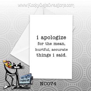 Things I Said (NC074) - Blank Notecard -  Sassy Not Classy, Funny Greeting Card