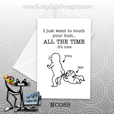 Touch Your Butt (NC085) - Blank Notecard -  Sassy Not Classy, Funny Greeting Card