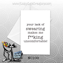 Lack Of Swearing (NC100) - Blank Notecard -  Sassy Not Classy, Funny Greeting Card