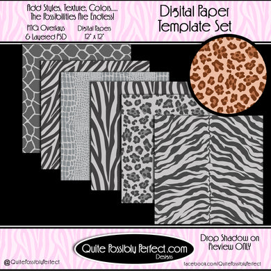 Digital Paper Templates - Animal Print Paper Pack Template (PT121) CU Layered Overlay for Creating Your Own Digital Papers Commercial Use OK