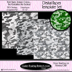 Digital Paper Templates -Camouflage Paper Pack Template (PT122) CU Layered Overlay for Creating Your Own Digital Papers Commercial Use OK