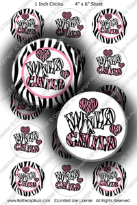 Digital Bottle Cap Images - Wild Child Collage Sheet (R1103) 1 Inch Circles for Bottlecaps, Magnets, Jewelry, Hairbows, Buttons