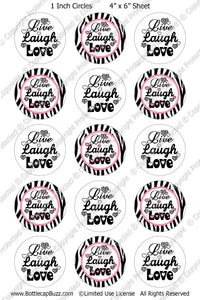 Digital Bottle Cap Images - Live Zebra Collage Sheet (R1104) 1 Inch Circles for Bottlecaps, Magnets, Jewelry, Hairbows, Buttons4