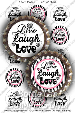 Digital Bottle Cap Images - Live Zebra Collage Sheet (R1104) 1 Inch Circles for Bottlecaps, Magnets, Jewelry, Hairbows, Buttons4