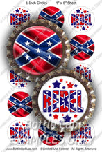 Digital Bottle Cap Images - Rebel Collage Sheet (R1105) 1 Inch Circles for Bottlecaps, Magnets, Jewelry, Hairbows, Buttons