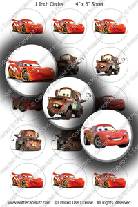 Digital Bottle Cap Images - Cars Collage Sheet (R1109) 1 Inch Circles for Bottlecaps, Magnets, Jewelry, Hairbows, Buttons15