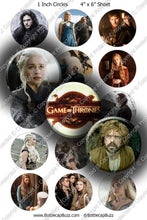 Digital Bottle Cap Images - Game of Thrones 2 Collage Sheet (R1114) 1 Inch Circles for Bottlecaps, Magnets, Jewelry, Hairbows, Buttons15