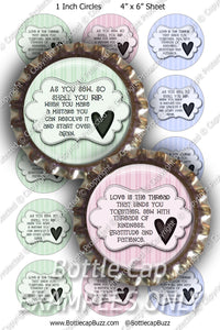 Digital Bottle Cap Images - Sewing Patches Collage Sheet (R1117) 1 Inch Circles for Bottlecaps, Magnets, Jewelry, Hairbows, Buttons1
