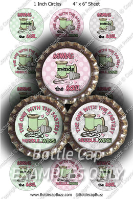 Digital Bottle Cap Images - Sewing Wisdom Collage Sheet (R1118) 1 Inch Circles for Bottlecaps, Magnets, Jewelry, Hairbows, Buttons1