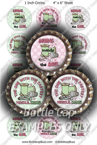 Digital Bottle Cap Images - Sewing Wisdom Collage Sheet (R1118) 1 Inch Circles for Bottlecaps, Magnets, Jewelry, Hairbows, Buttons1
