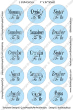 Digital Bottle Cap Images - Family To Be Blue Collage Sheet (R1131) 1 Inch Circles for Bottlecaps, Magnets, Jewelry, Hairbows, Buttons