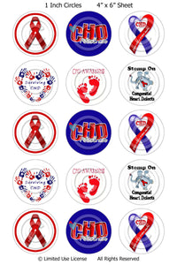 Digital Bottle Cap Images -  CHD Awareness Collage Sheet (R724) 1 Inch Circles for Bottlecaps, Magnets, Jewelry, Hairbows, Buttons