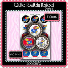 Digital Bottle Cap Images - Kansas Jayhawks Collage Sheet (S233) 1 Inch Circles for Bottlecaps, Magnets, Jewelry, Hairbows, Buttons
