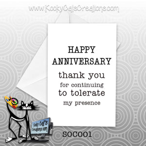 Happy Anniversary (SC001) - Blank Notecard -  Sassy Not Classy, Funny Greeting Card