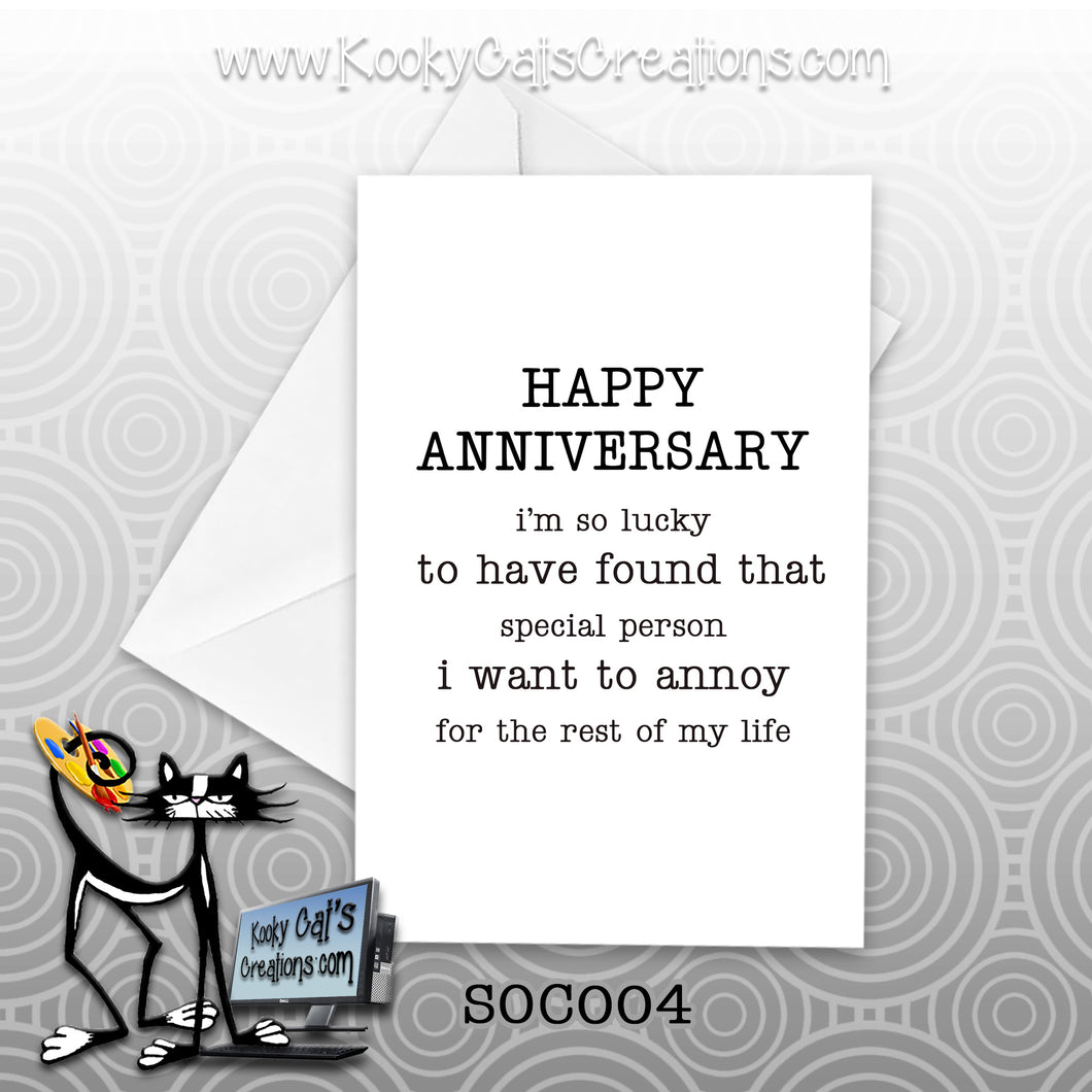 Annoy For Life (SC004) - Blank Notecard -  Sassy Not Classy, Funny Greeting Card