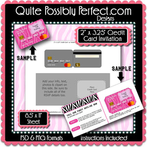 Credit Card Invitation Template Instant Download PSD and PNG Formats (T739) Digital Collage Sheet Template
