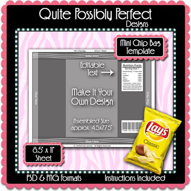 Mini Chip Bag Template Instant Download PSD and PNG Formats (Temp719) 8.5x11