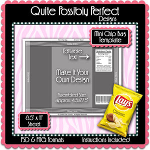 Mini Chip Bag Template Instant Download PSD and PNG Formats (Temp719) 8.5x11" Digital Collage Sheet Template