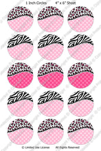 Editable Bottle Cap Images - Instant Download JPG & PDF Formats - Pink Animal Print (ET219) Digital Bottlecap Collage Sheet