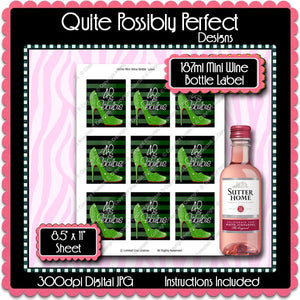 Digital Fabulous 40 Green 187ml Mini Wine Bottle Label  -  Instant Download (M165) Digital Party Graphics - PERSONAL USE Only