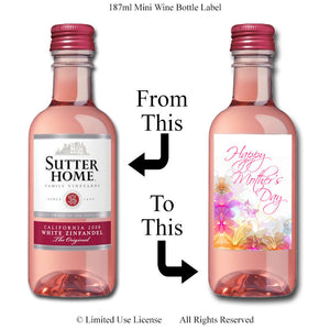 Digital Mother's Day 187ml Mini Wine Bottle Label  -  Instant Download (M175) Digital Party Graphics - PERSONAL USE Only