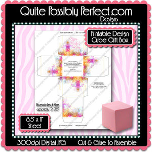 Digital Mother's Day 2.25" Cube Gift Box  -  Instant Download (M173) Digital Party Graphics - PERSONAL USE Only