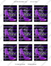 Digital Fabulous 50 Purple Mini Wine Bottle Label  -  Instant Download (M160) Digital Party Graphics - PERSONAL USE Only