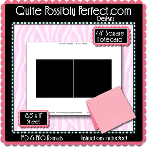 4.4" Square Notecard Template Instant Download PSD and PNG Formats (Temp734) Digital Note Card Template