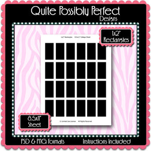 1x2" Rectangles Template Instant Download PSD and PNG Formats (Temp16) 1x2" Domino Rectangles Digital Bottlecap Collage Sheet Template