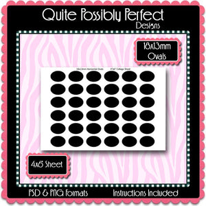 18x13mm Ovals Template Instant Download PSD and PNG Formats (Temp35) Digital Bottlecap Collage Sheet Template
