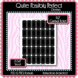 1x2" Carnival Ticket Template Instant Download PSD and PNG Formats (Temp86) Digital Bottlecap Collage Sheet Template