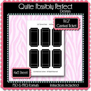 1x2" Carnival Ticket Template Instant Download PSD and PNG Formats (Temp87) Digital Bottlecap Collage Sheet Template