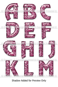 Pink Glitter Alphabet Instant Download (CA103) Upper Case Letters for Scrapbooking, Clipart, Greeting Cards, Bottle Caps