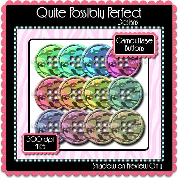 Digital Camouflage Button Elements Instant Download (C101)  for Scrapbooking, Collage Sheets,Greeting Cards, Bottle Caps