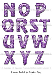 Purple Glitter Alphabet Instant Download (CA102) Upper Case Letters for Scrapbooking, Collage Sheets,Greeting Cards, Bottle Caps