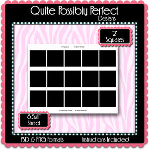 2" Squares Template Instant Download PSD and PNG Formats (Temp287) Digital Bottlecap Collage Sheet Template